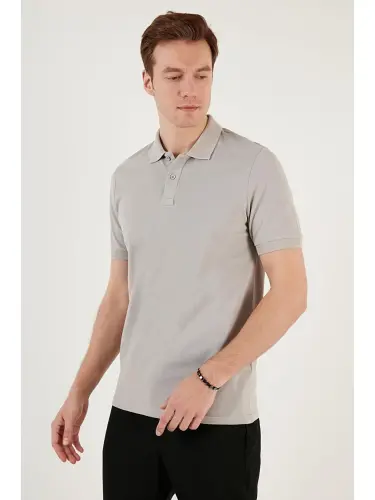 Cotton Regular Fit Buttoned Polo Neck T-Shirt 5902739-Gray - 5