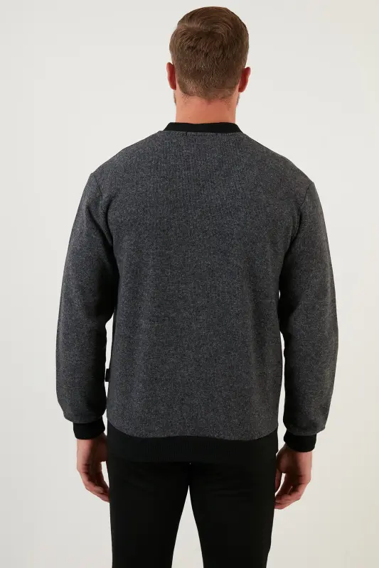 Cotton Regular Fit Buttoned V-Neck Cardigan Men's Cardigan 456205-GRAY - 6