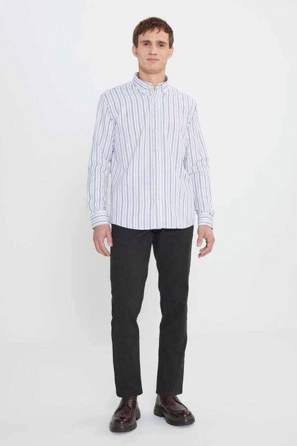 Cotton Regular Fit Comfort Fit Button-Down Collar Striped Shirt - 2