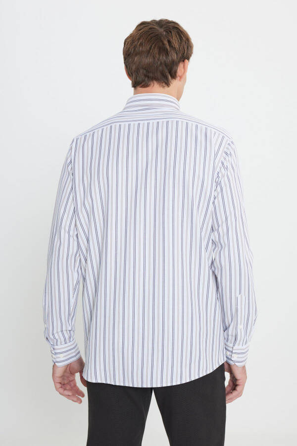 Cotton Regular Fit Comfort Fit Button-Down Collar Striped Shirt - 5