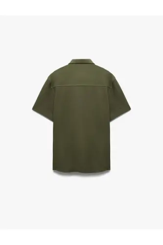 Cotton Regular Fit Pique Fabric Buttoned Collar Short S - 4