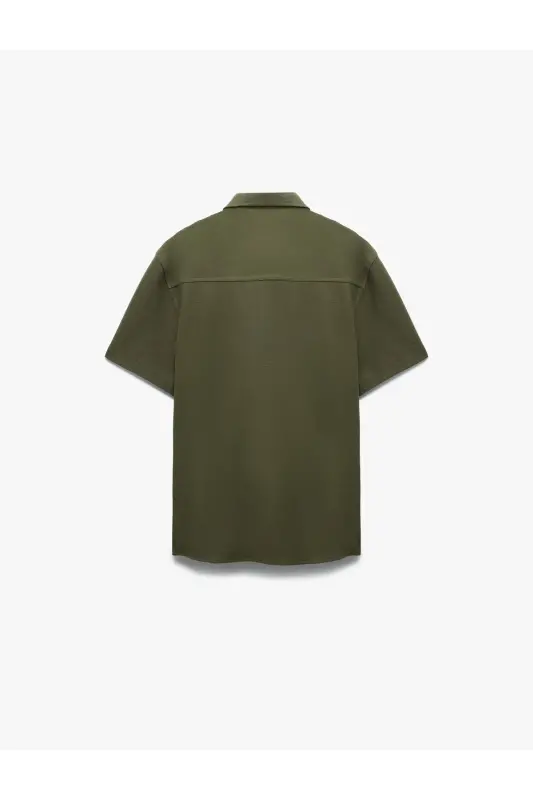 Cotton Regular Fit Pique Fabric Buttoned Collar Short S - 4