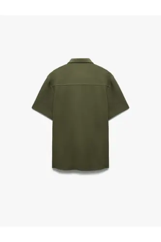 Cotton Regular Fit Pique Fabric Buttoned Collar Short S - 4