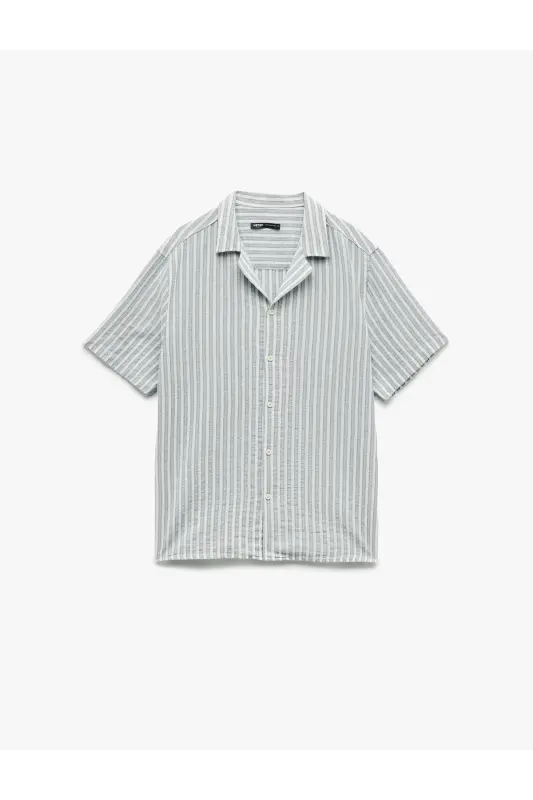 Cotton Regular Fit Short Sleeve Shirt Collar Striped - 3