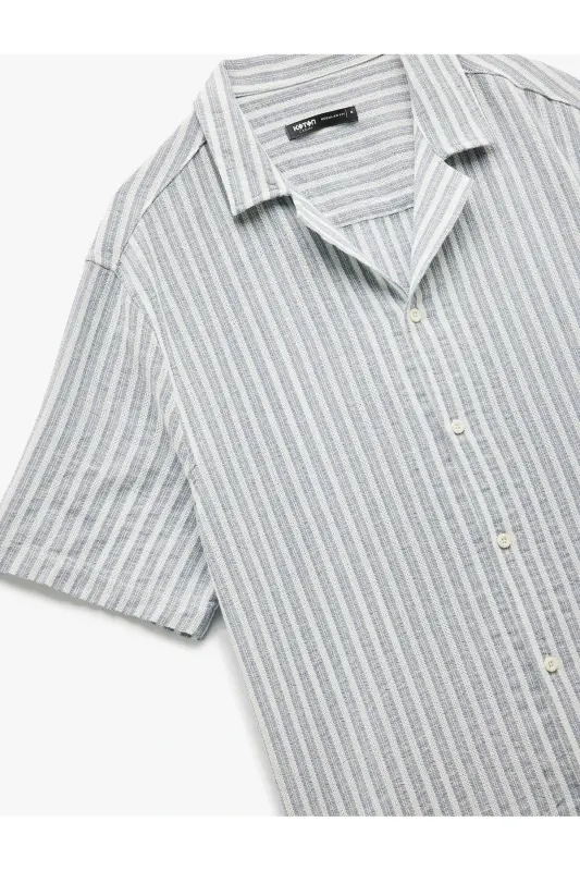 Cotton Regular Fit Short Sleeve Shirt Collar Striped - 5