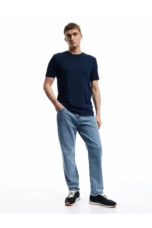 Cotton Regular Waist 90's Straight Fit Jean Trousers - 1