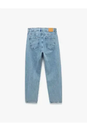 Cotton Regular Waist 90's Straight Fit Jean Trousers - 5