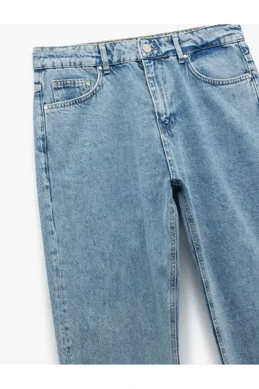 Cotton Regular Waist 90's Straight Fit Jean Trousers - 6