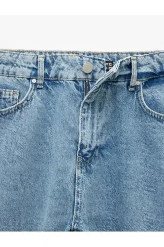 Cotton Regular Waist 90's Straight Fit Jean Trousers - 8