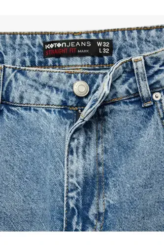 Cotton Regular Waist Straight Fit Jeans - Ma - 6