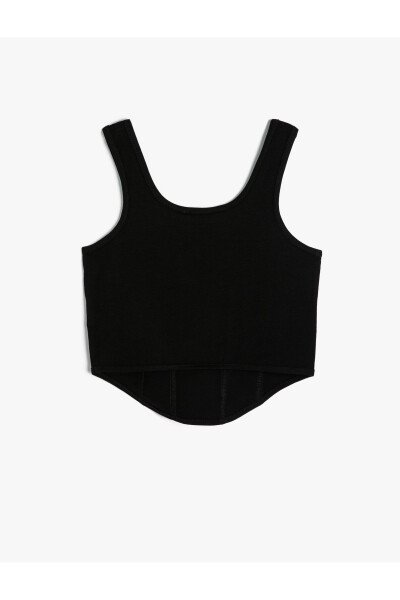 Cotton, ribbed, round neck, tank top. - 2