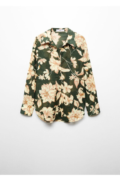 Cotton Shirt with Flower Pattern - 3