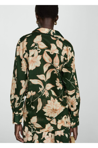 Cotton Shirt with Flower Pattern - 4