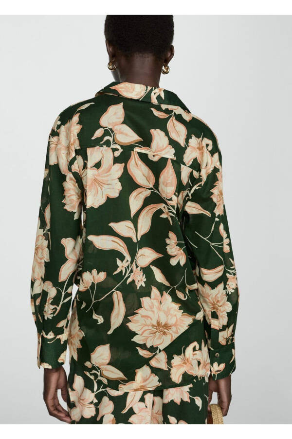 Cotton Shirt with Flower Pattern - 4