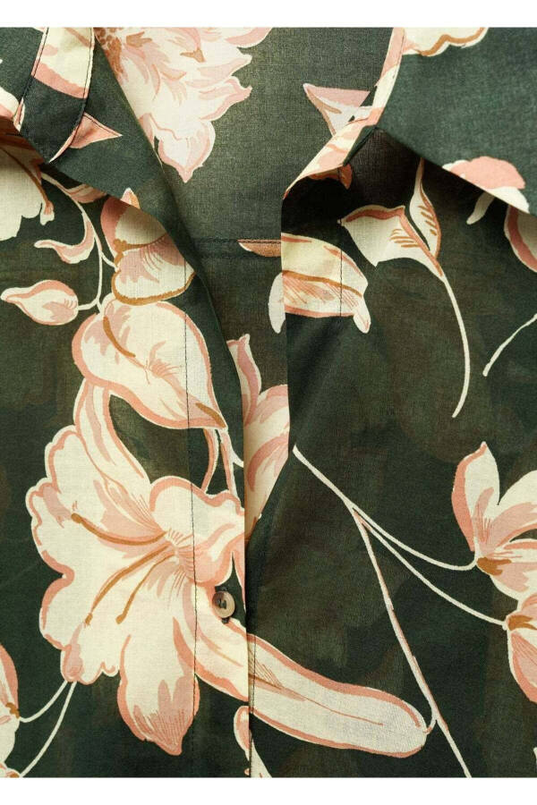 Cotton Shirt with Flower Pattern - 5