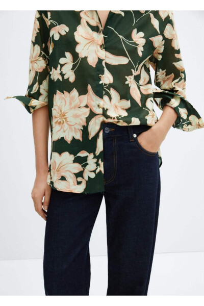 Cotton Shirt with Flower Pattern - 8