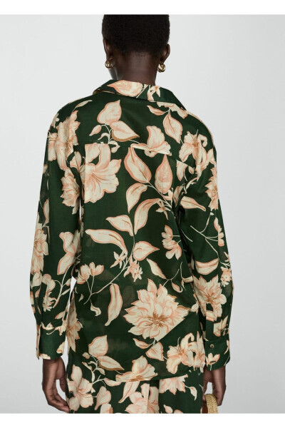 Cotton Shirt with Flower Pattern - 4