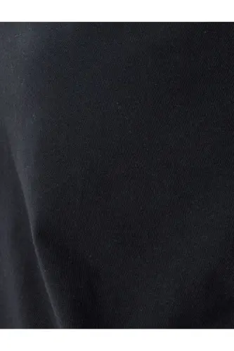 Cotton Short Sleeve Basic V-Neck T-Shirt-Black - 6