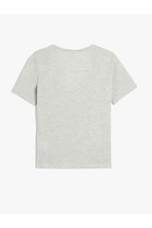 Cotton Short Sleeve Basic V-Neck T-Shirt-Gray - 2