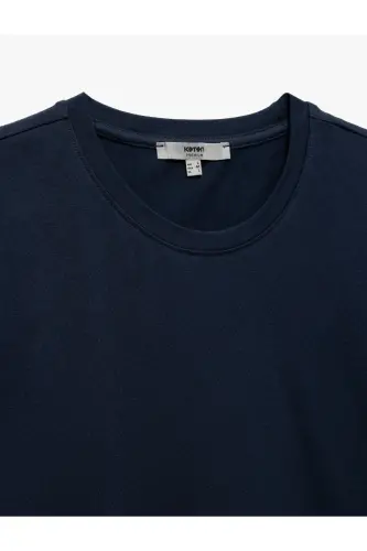 Cotton Short Sleeve Crew Neck Basic Men's Slim - 3