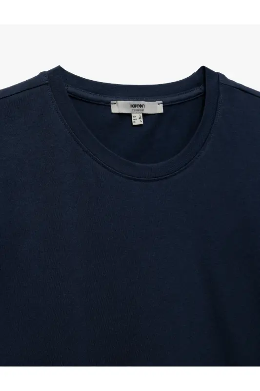 Cotton Short Sleeve Crew Neck Basic Men's Slim - 3