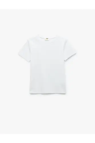 Cotton Short Sleeve Crew Neck Basic T-Shirt-White - 1