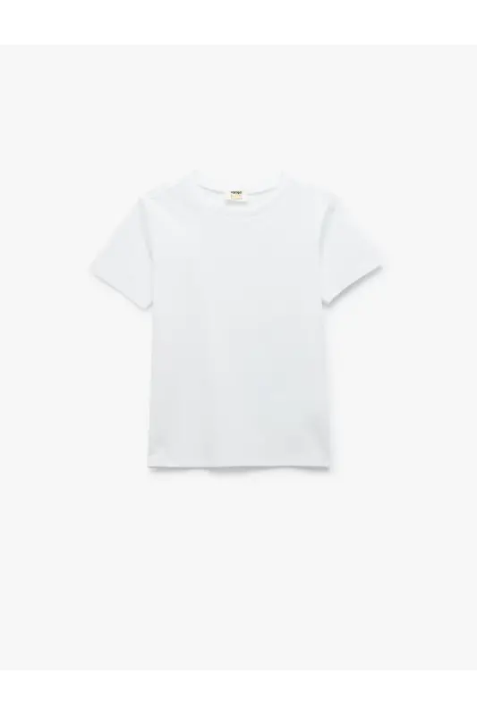 Cotton Short Sleeve Crew Neck Basic T-Shirt-White - 1