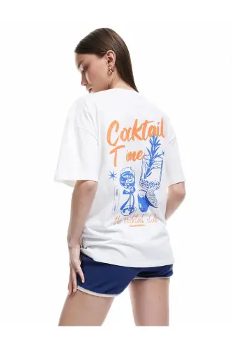 Cotton Short Sleeve Crew Neck Printed Oversize - KOTON (1)