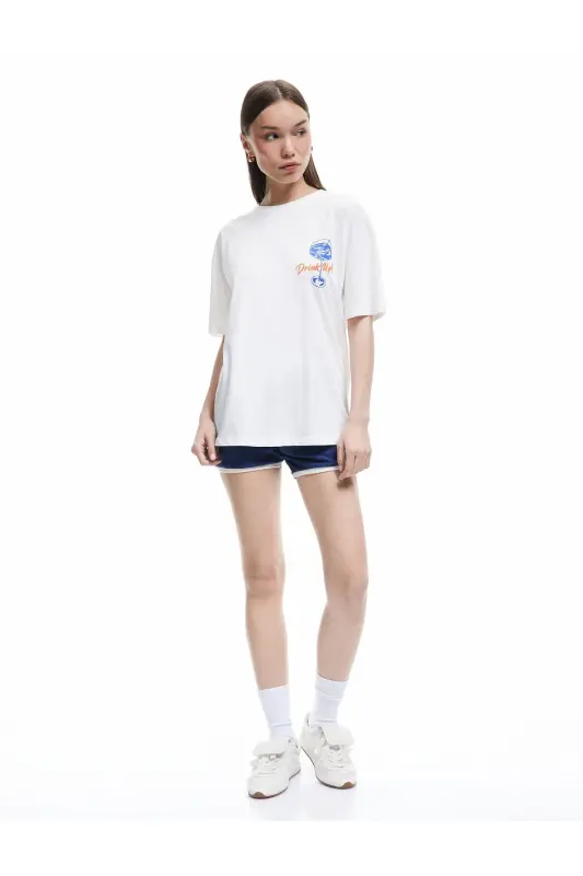 Cotton Short Sleeve Crew Neck Printed Oversize - 3