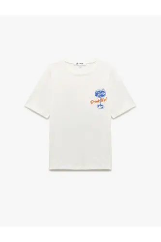 Cotton Short Sleeve Crew Neck Printed Oversize - 4