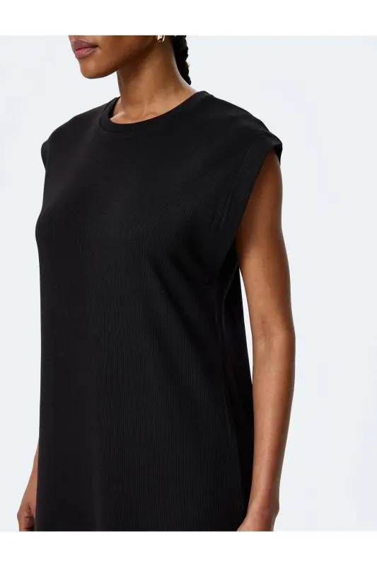 Cotton Sleeveless Crew Neck Midi Dress - 5