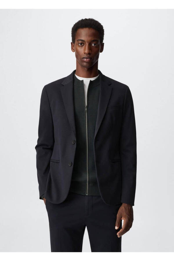 Cotton Slim Fit Blazer Jacket - 1