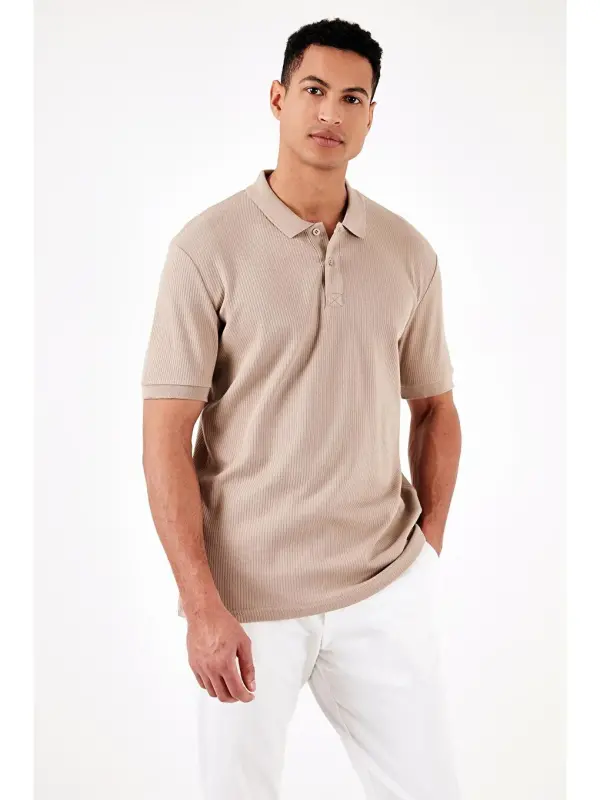 Cotton Slim Fit Buttoned Polo Shirt 5902281-Beige - 3