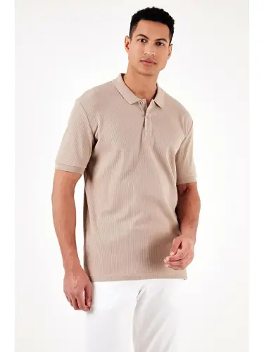 Cotton Slim Fit Buttoned Polo Shirt 5902281-Beige - 5