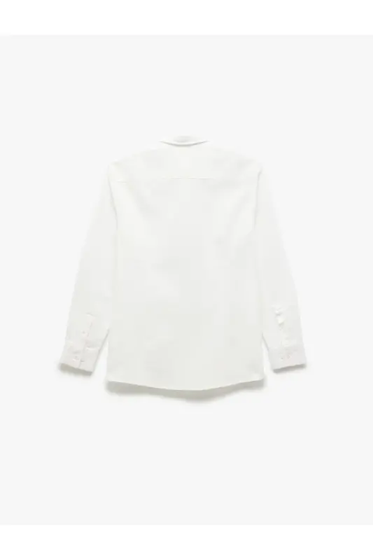 Cotton Slim Fit Long Sleeve Italian Collar Shirt-Be - 2