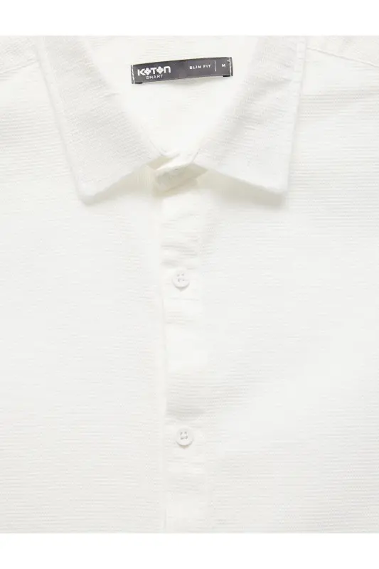 Cotton Slim Fit Long Sleeve Italian Collar Shirt-Be - 3