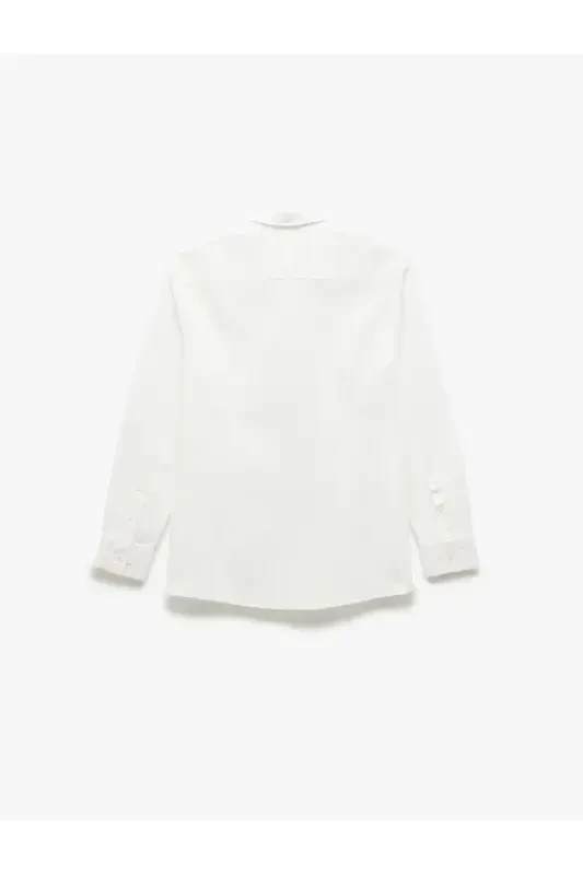 Cotton Slim Fit Long Sleeve Italian Collar Shirt-Be - 2