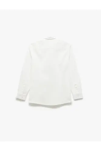 Cotton Slim Fit Long Sleeve Italian Collar Shirt-Be - 2
