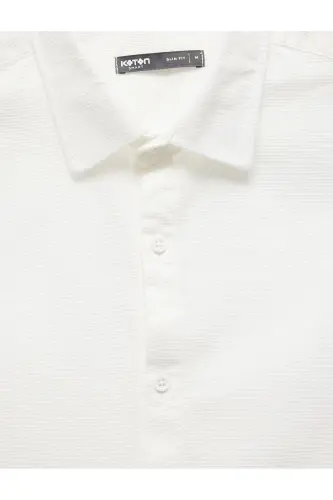 Cotton Slim Fit Long Sleeve Italian Collar Shirt-Be - 3