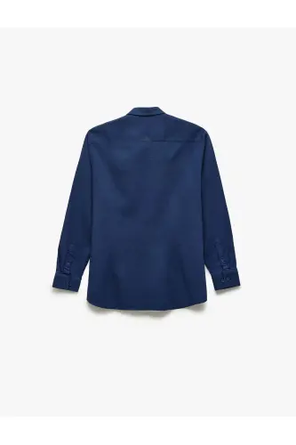 Cotton Slim Fit Long Sleeve Italian Collar Shirt-La - 2