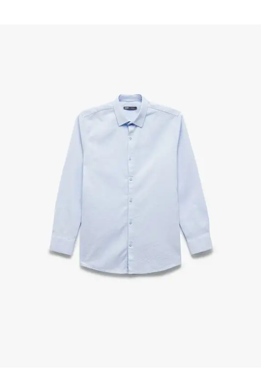 Cotton Slim Fit Long Sleeve Italian Collar Shirt-Ma - KOTON