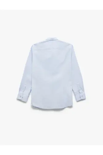 Cotton Slim Fit Long Sleeve Italian Collar Shirt-Ma - KOTON (1)