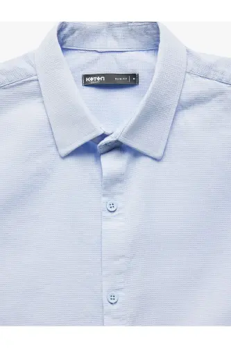 Cotton Slim Fit Long Sleeve Italian Collar Shirt-Ma - 3