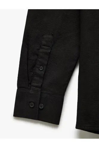 Cotton Slim Fit Long Sleeve Italian Collar Shirt-Si - 4