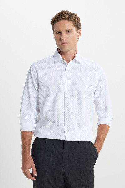 Cotton Slim Fit Narrow Cut Classic Collar Textured Shirt - ALTINYILDIZ CLASSICS