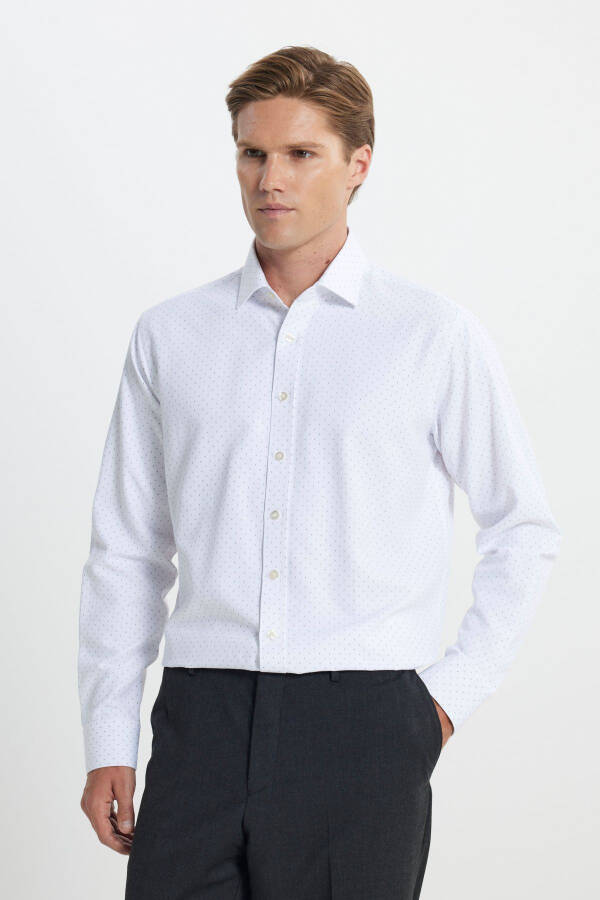 Cotton Slim Fit Narrow Cut Classic Collar Textured Shirt - 3