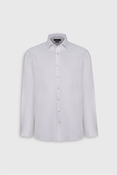 Cotton Slim Fit Narrow Cut Classic Collar Textured Shirt - 6