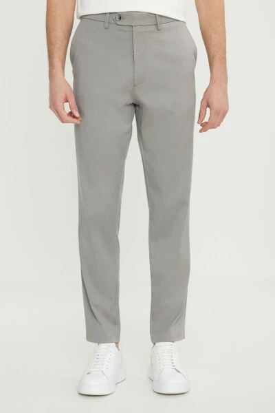 Cotton Slim Fit Narrow Cut Side Pocket Flexible Casual Light Beige Trousers - ALTINYILDIZ CLASSICS