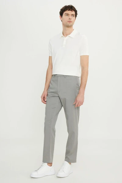 Cotton Slim Fit Narrow Cut Side Pocket Flexible Casual Light Beige Trousers - ALTINYILDIZ CLASSICS (1)