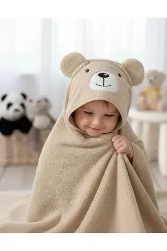 Cotton Soft Baby/Newborn Bath Towel Swaddle Brown/Bear-Coffee - 3